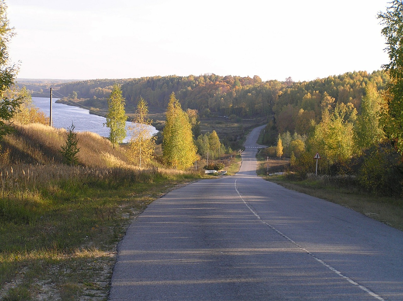 road autumn river free photo