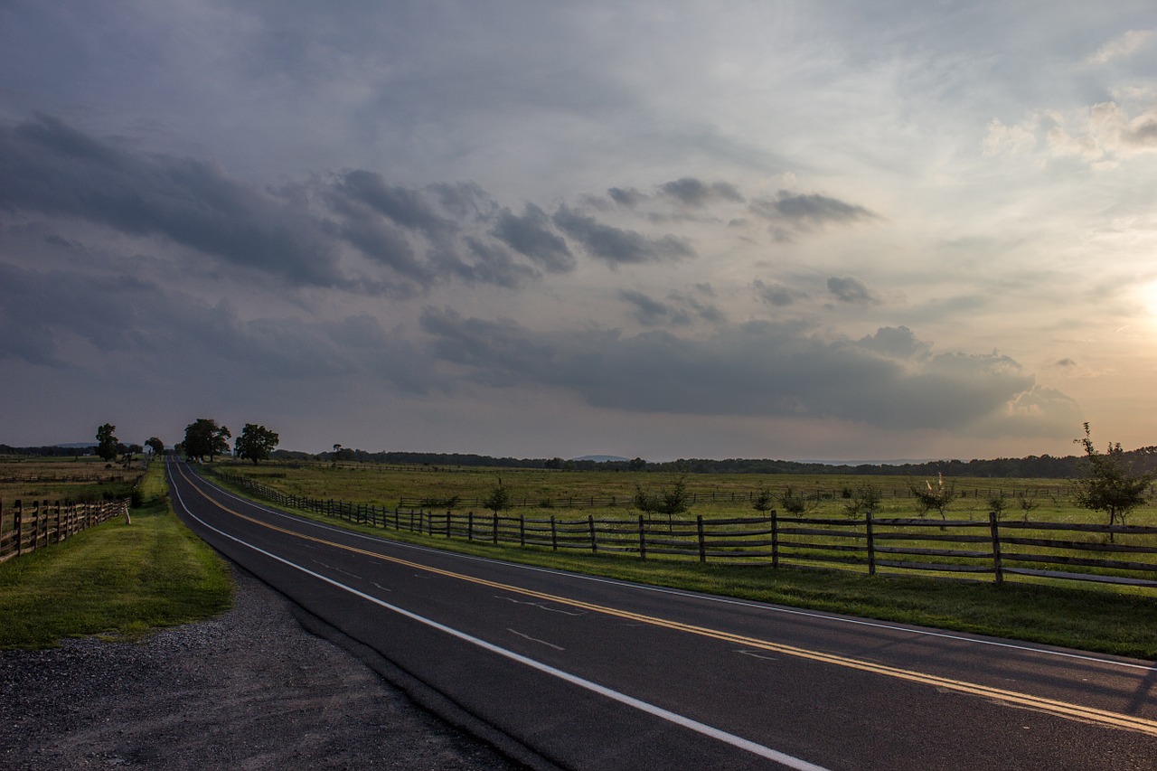 road clouds pasture free photo
