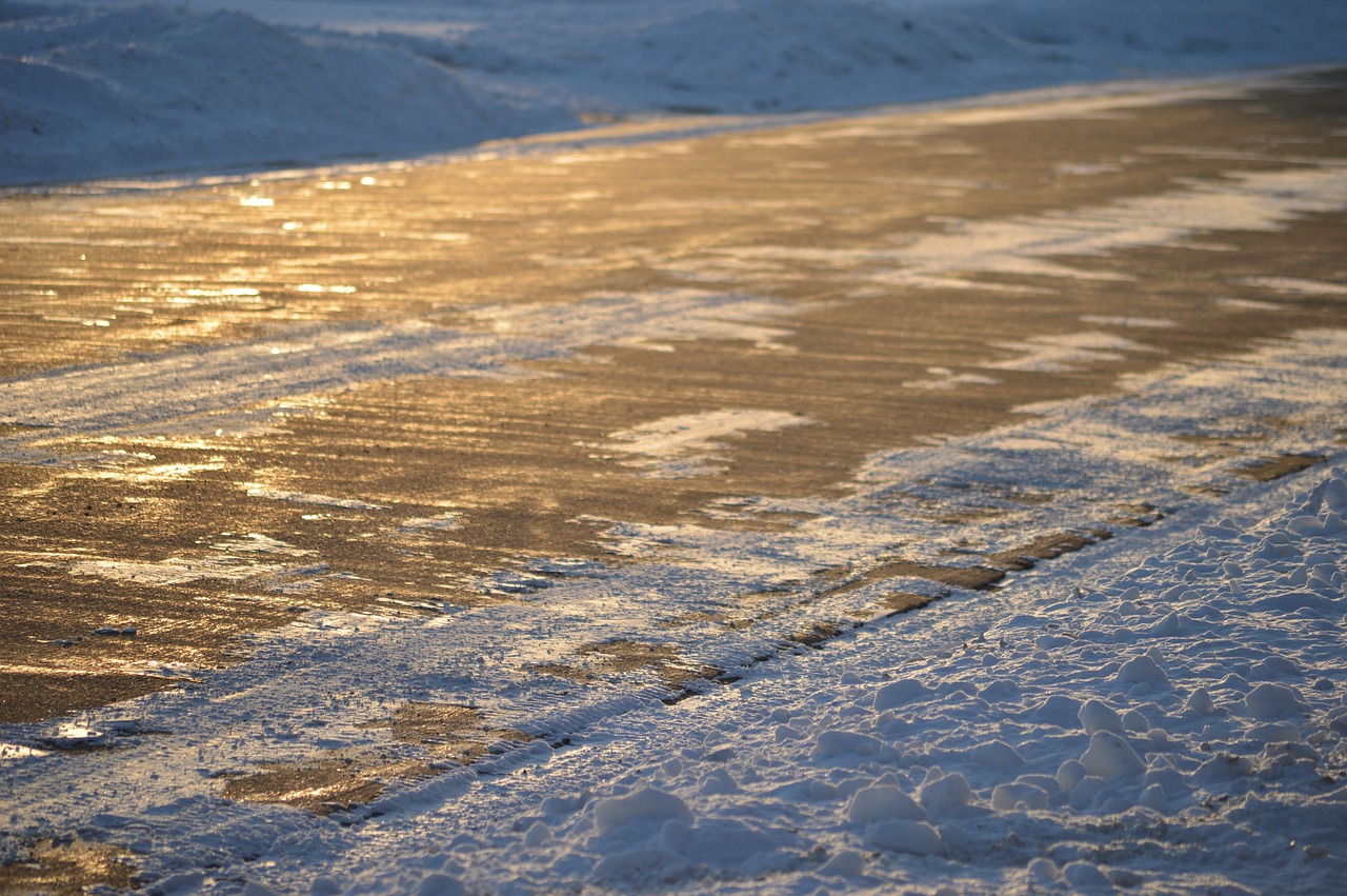 road winter plowed free photo