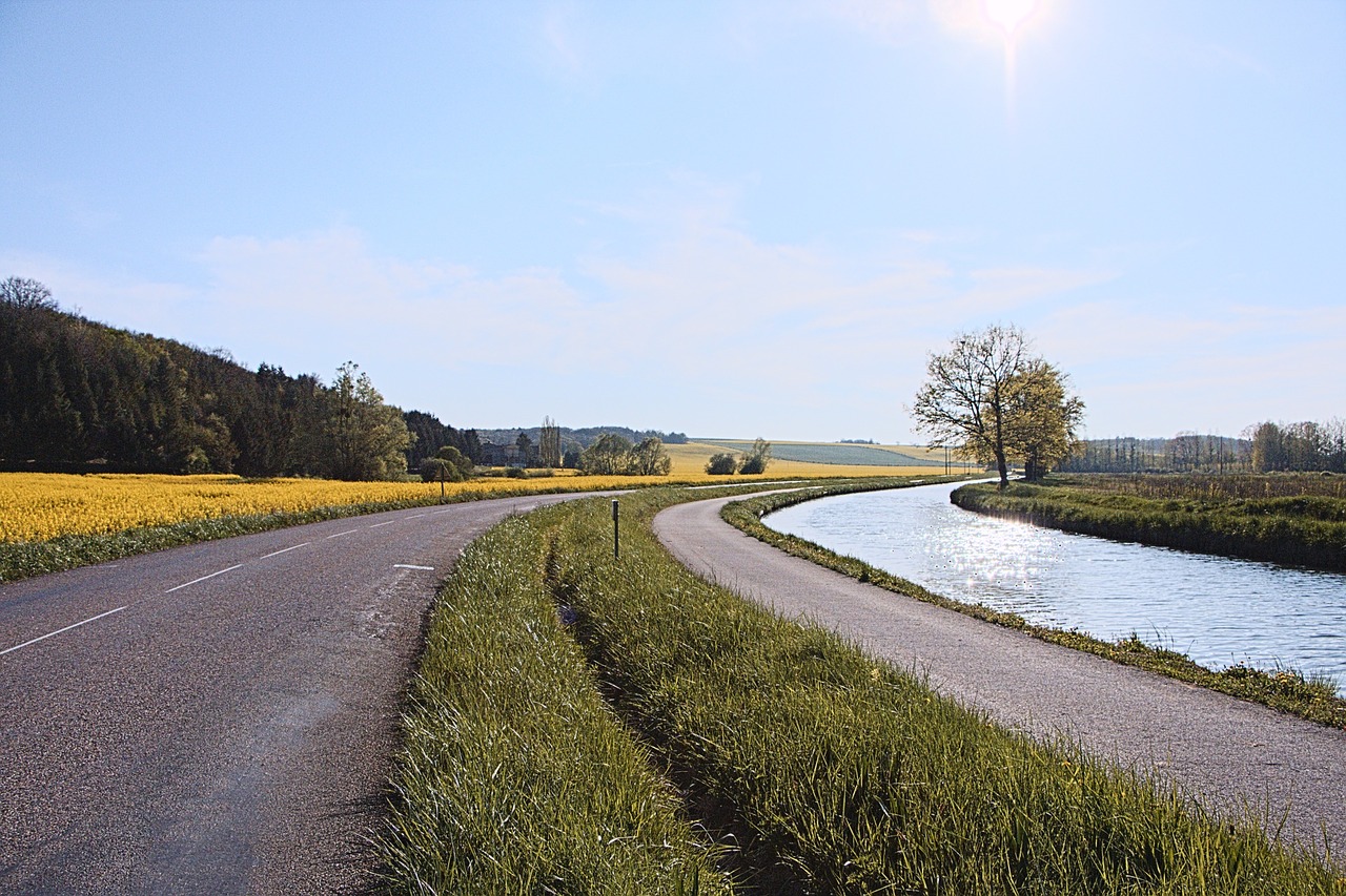 road bicycle path the nivernais canal free photo