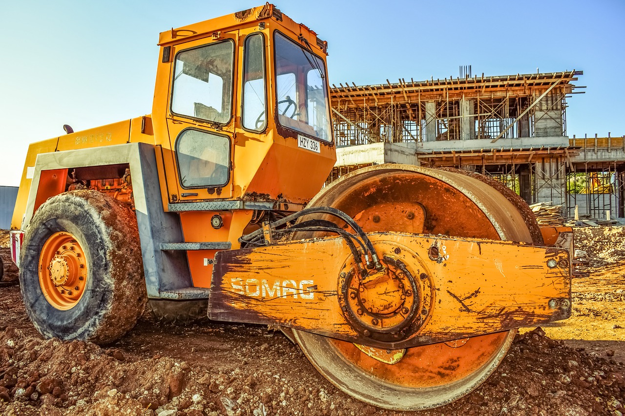 road roller heavy machine construction free photo