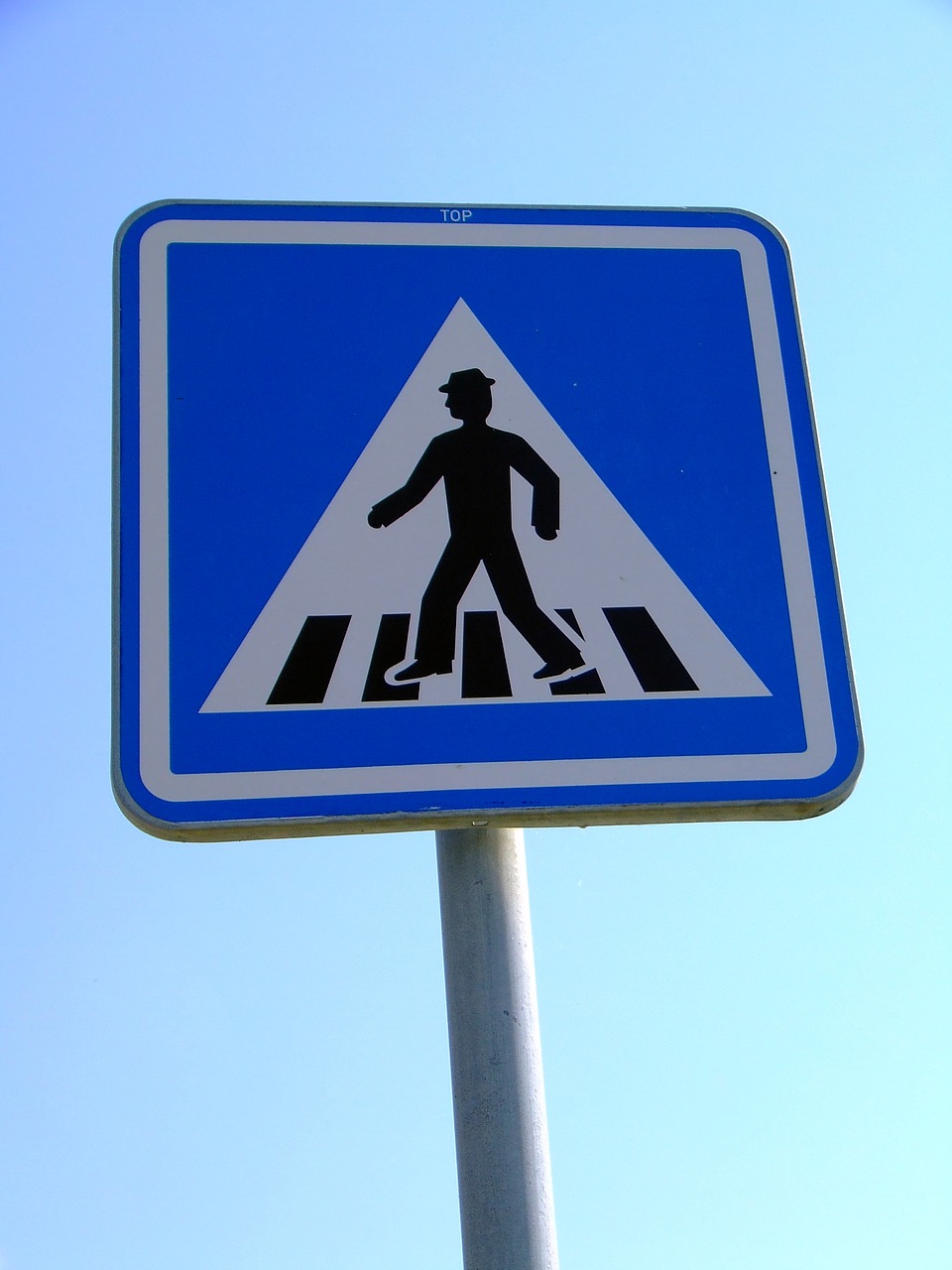 road sign brand pedestrian crossing free photo