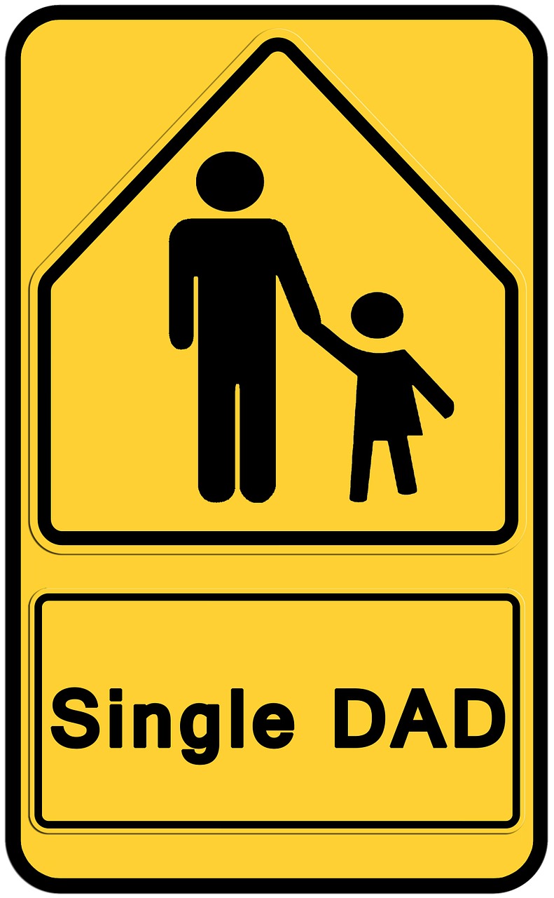 road sign father child free photo