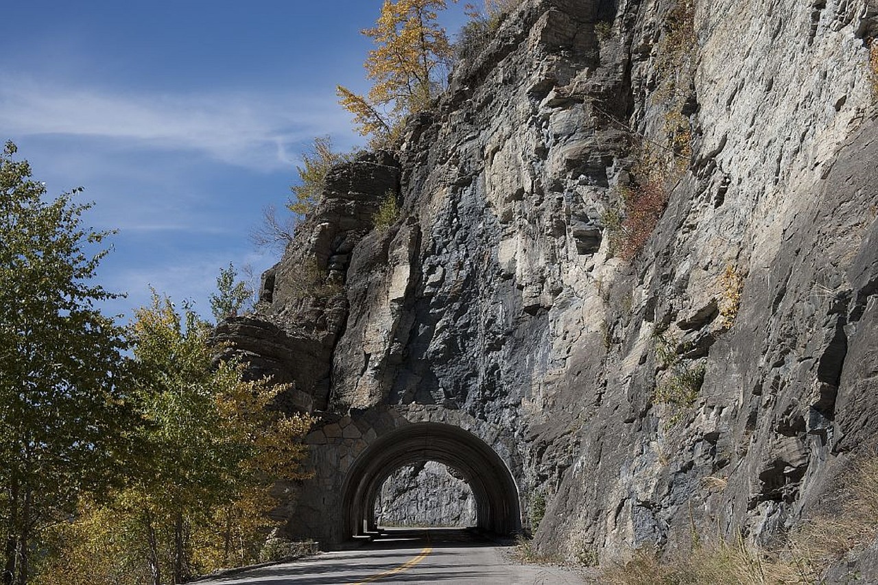 roadway mountain tunnel free photo