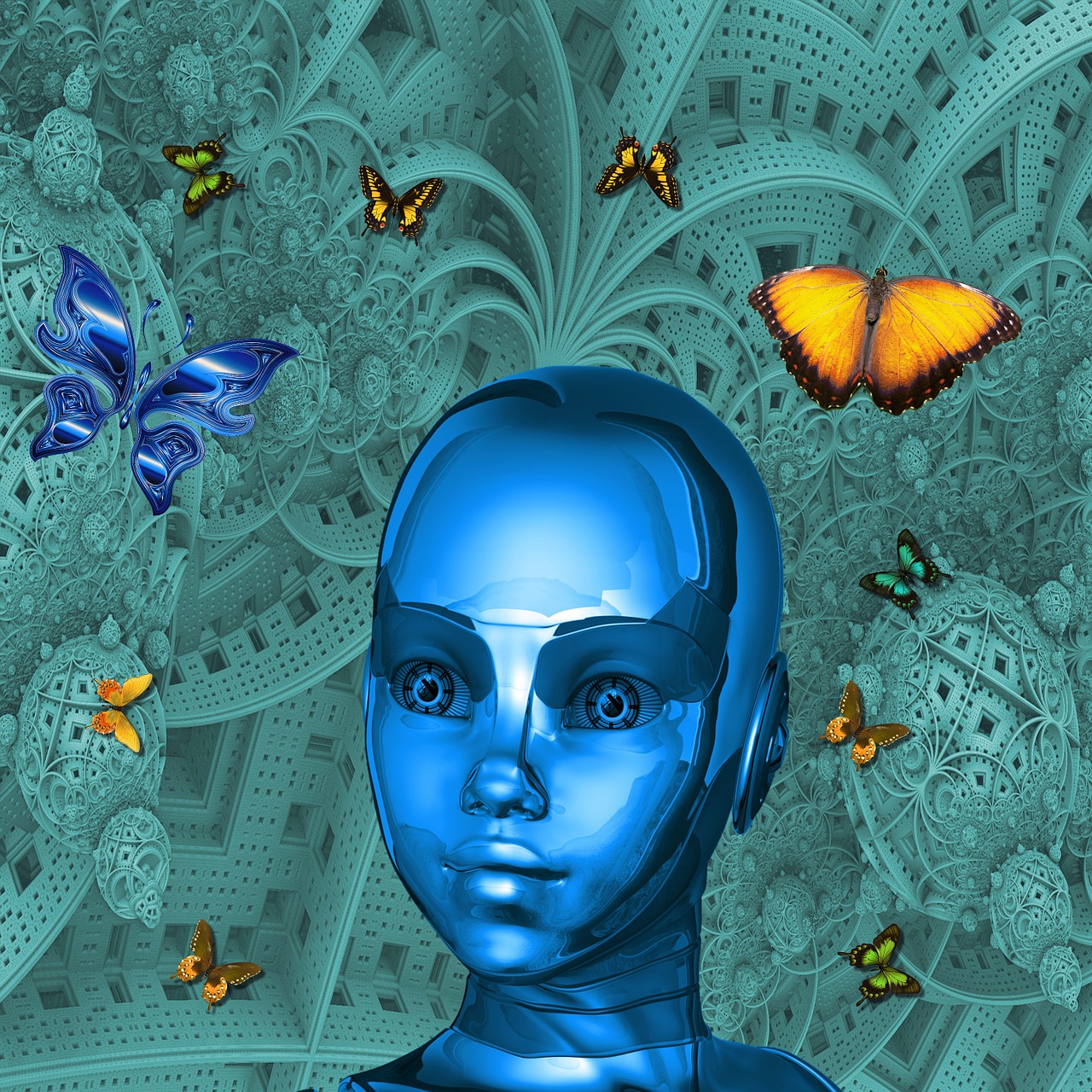 robot butterfly background free photo