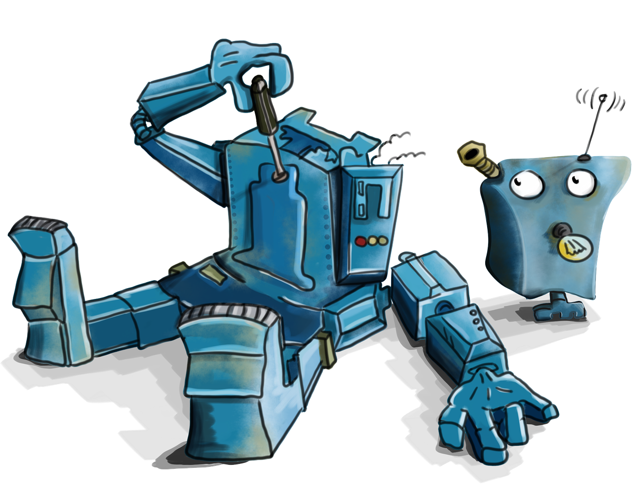 robot disassembled blue free photo