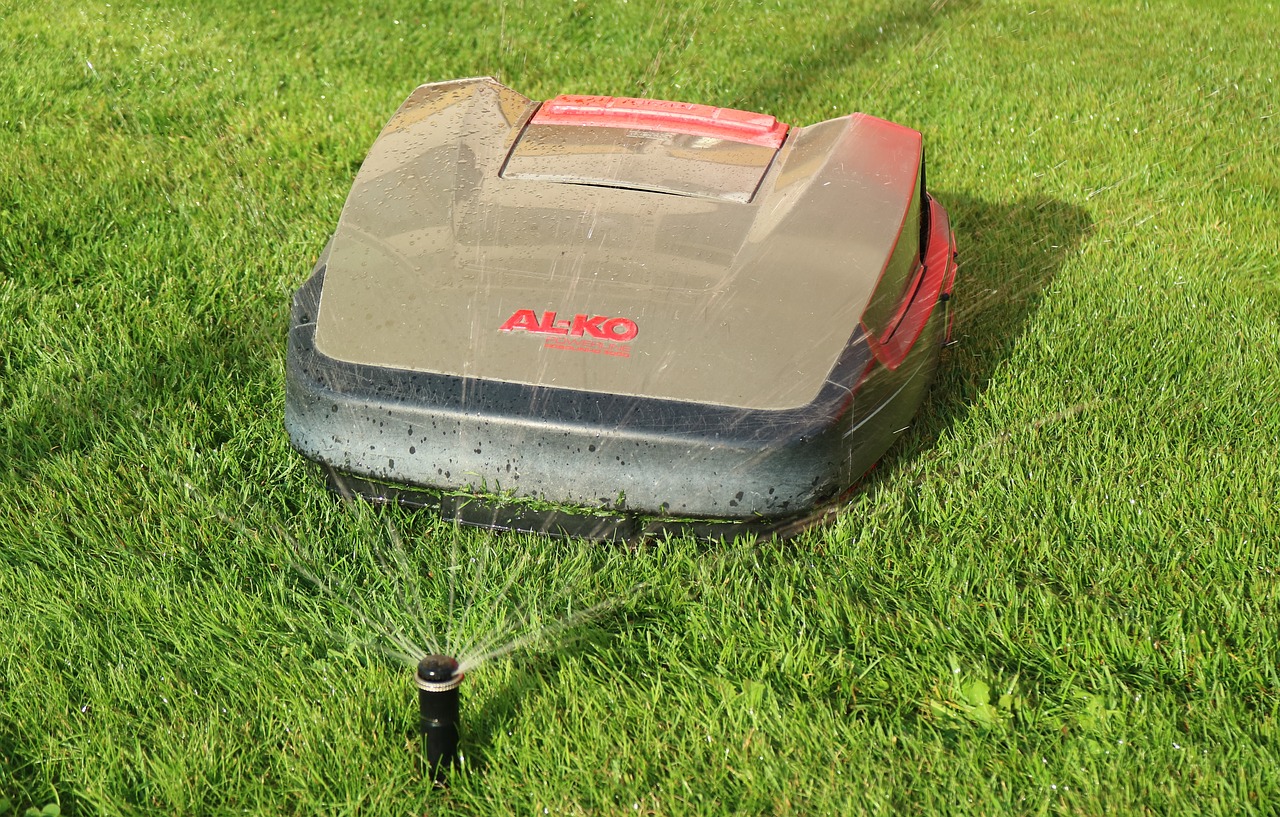 robot mower lawn mowing robot free photo