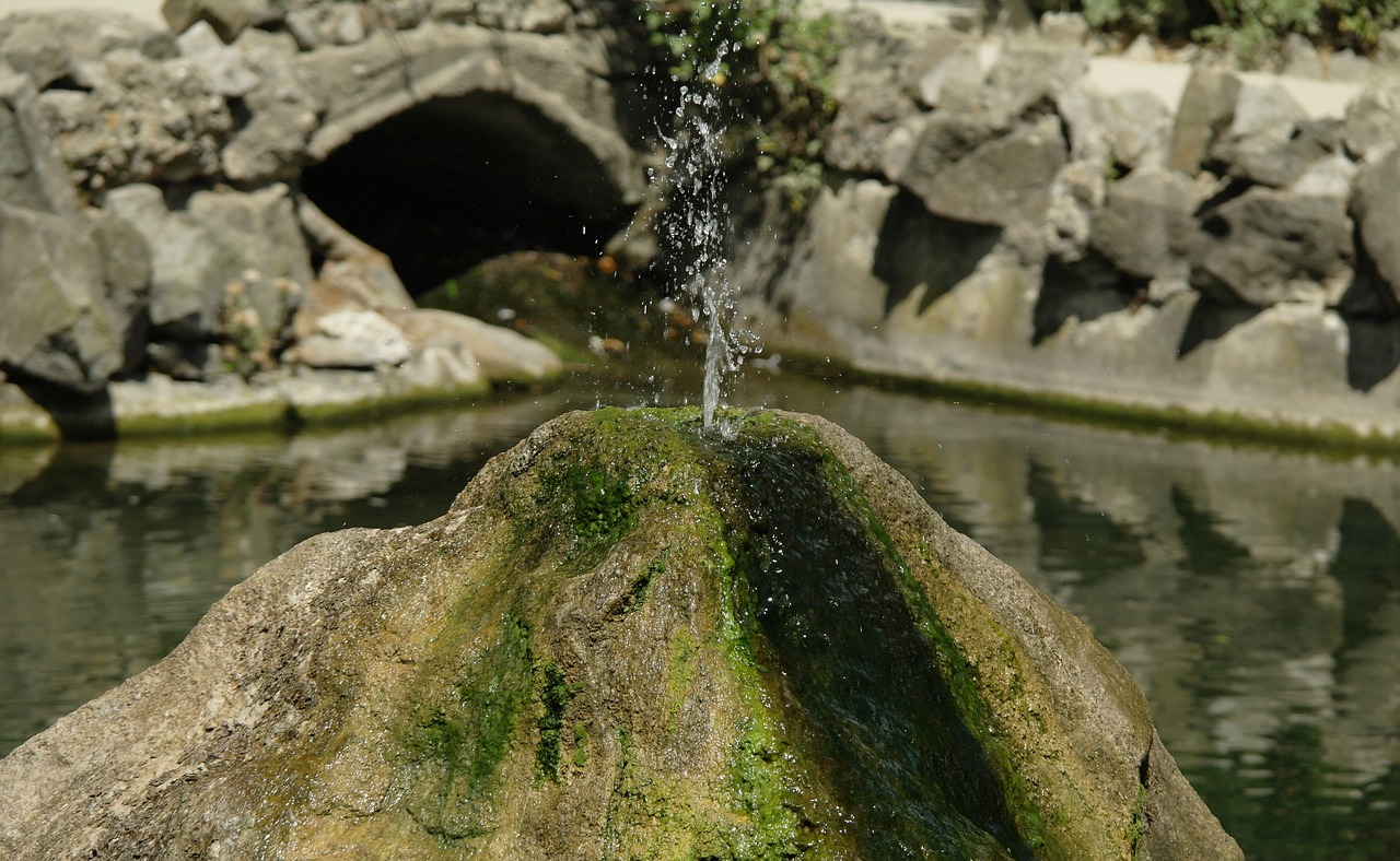 rock fountain water free photo