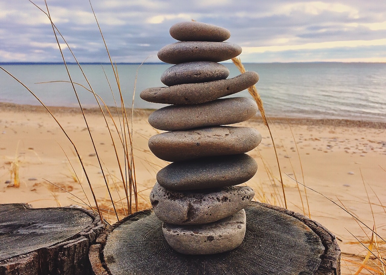 rock balance stacked free photo