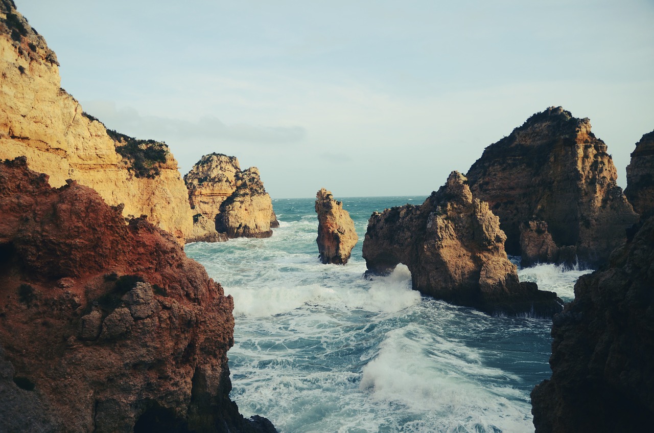 rock coast coastline free photo