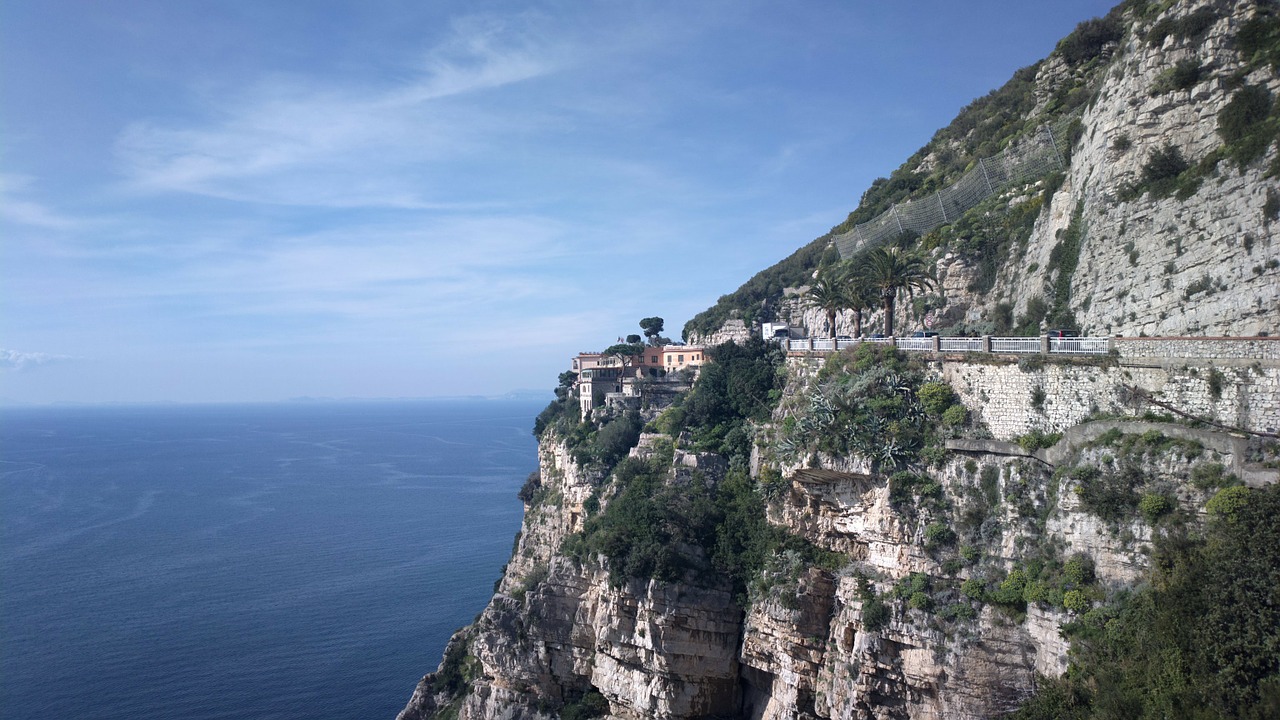 rock scarp the mountain road free photo