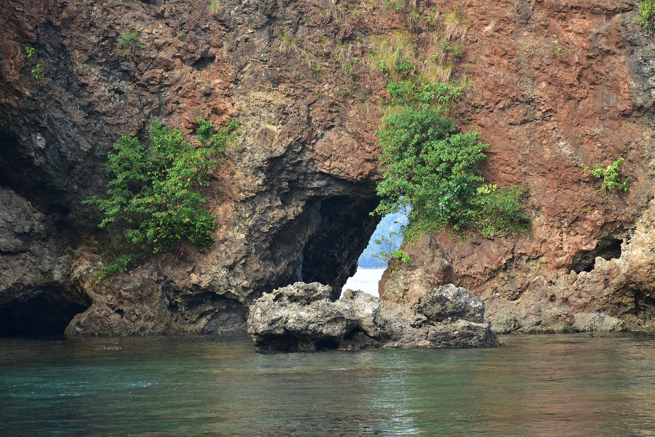 rock hole seashore free photo