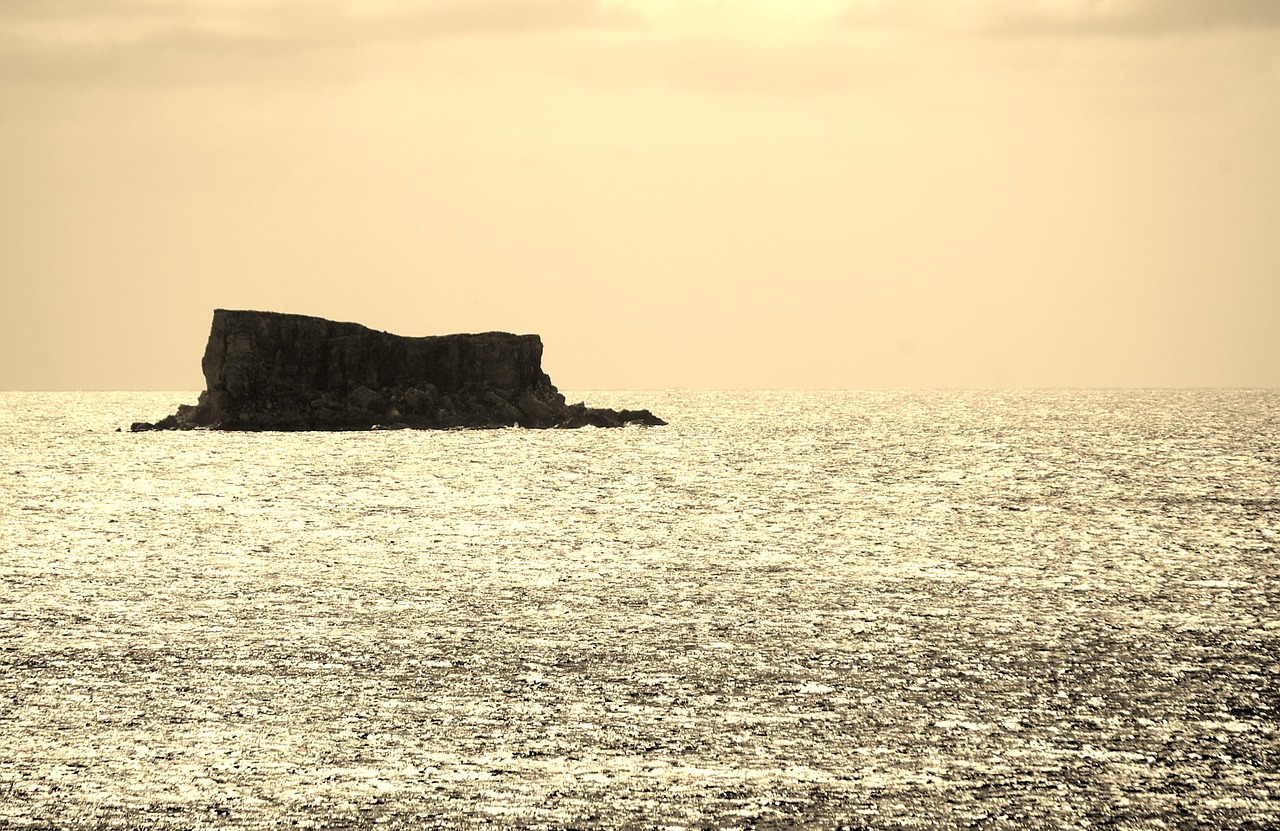 rock sea sunset free photo