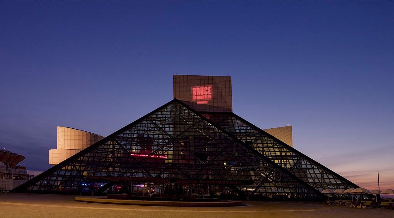 rock and roll hall of fame landmark night free photo
