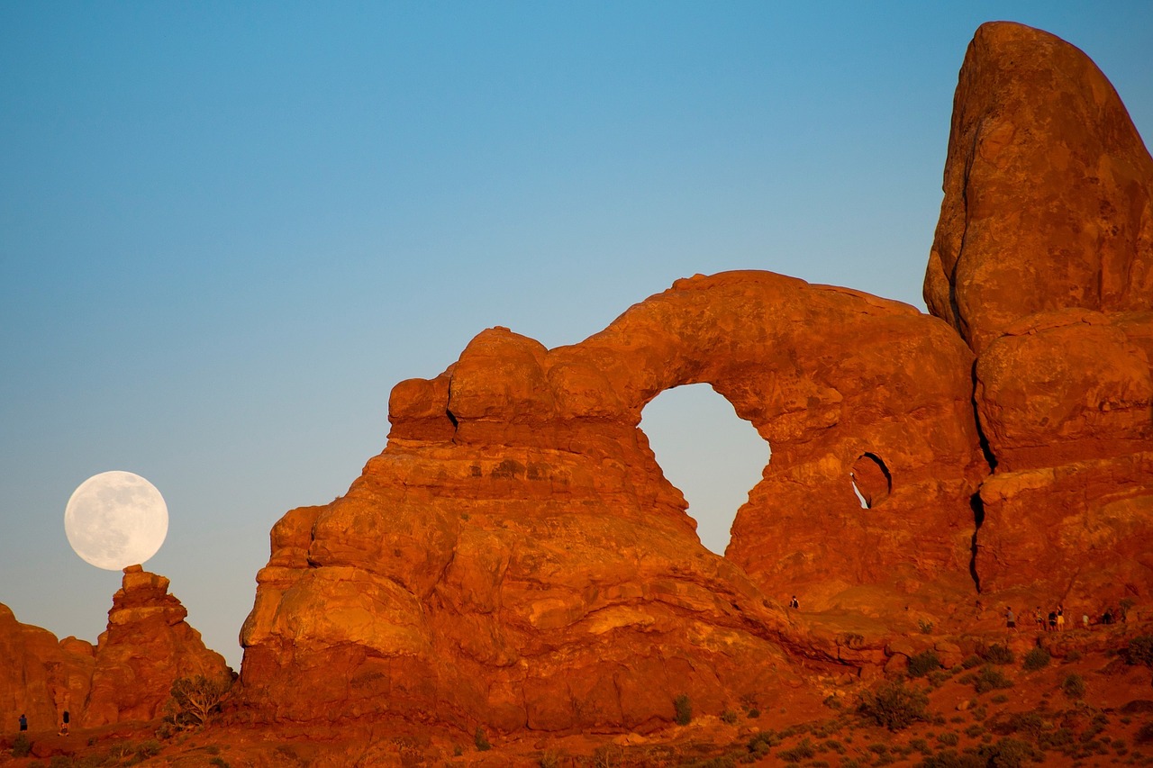 rock arch landscape moon free photo