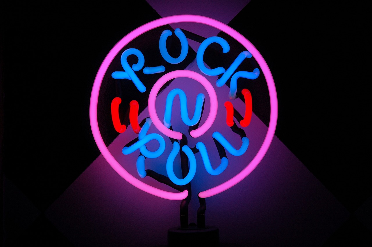 rock and roll lamp neon free photo