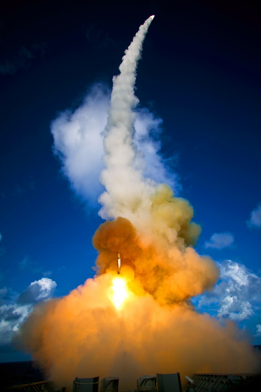 rocket ship to air blast off free photo