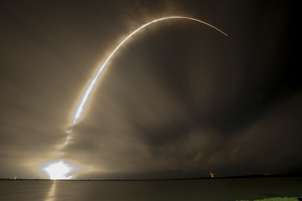 rocket launch night trajectory free photo