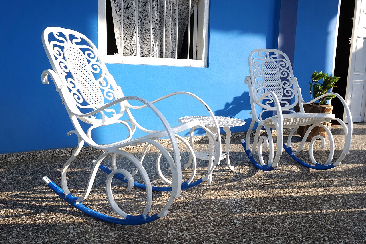 rocking chair blue white free photo