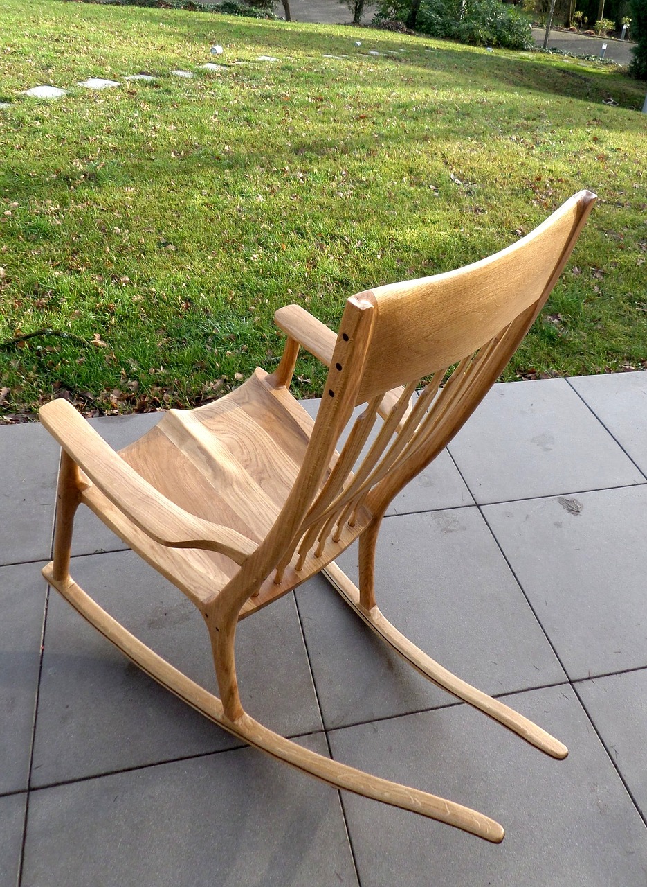 rocking chair walnut seat free photo