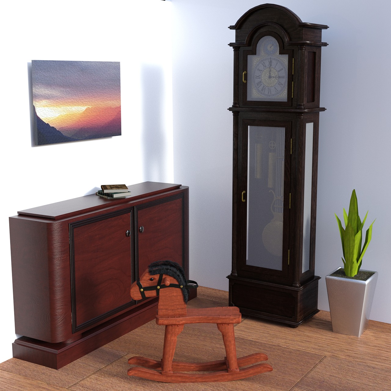 rocking horse clock space free photo