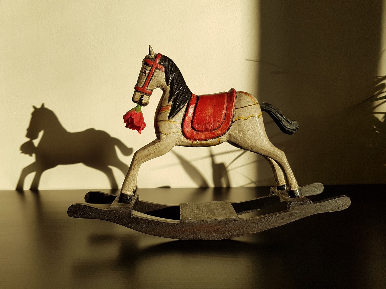 rocking horse toy statuette free photo