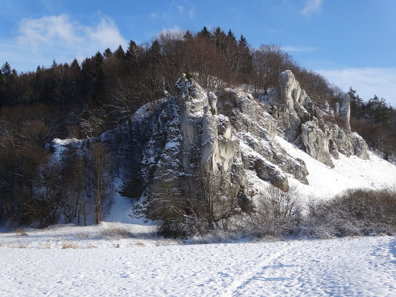 rocks winter landscape free photo