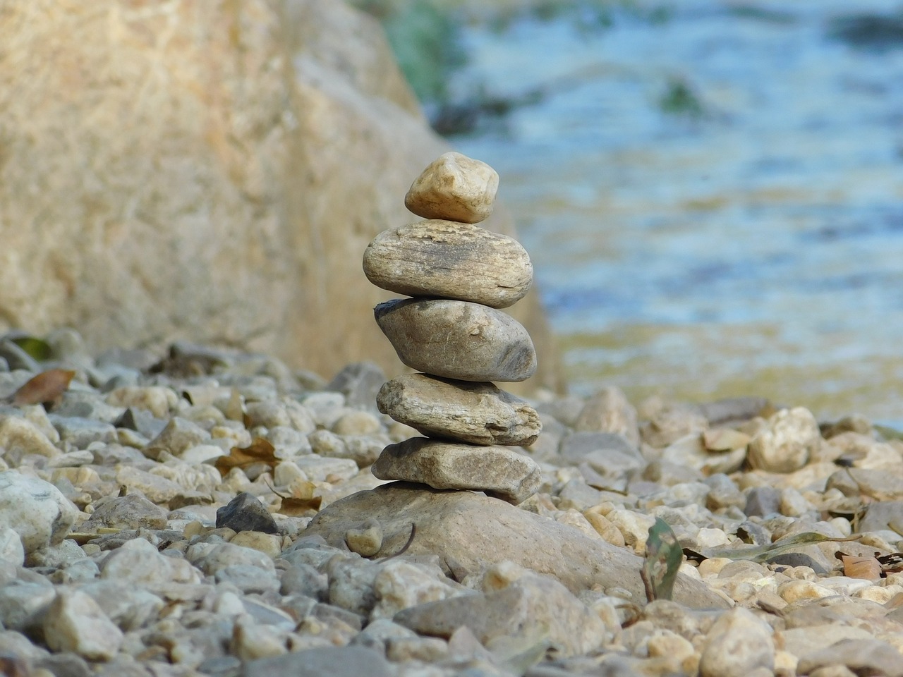 rocks stack river free photo