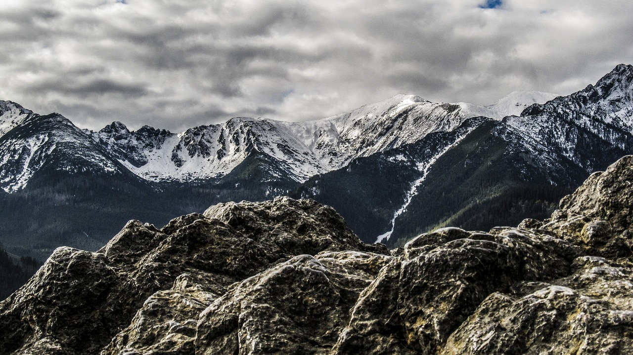 rocks mountains clouds free photo