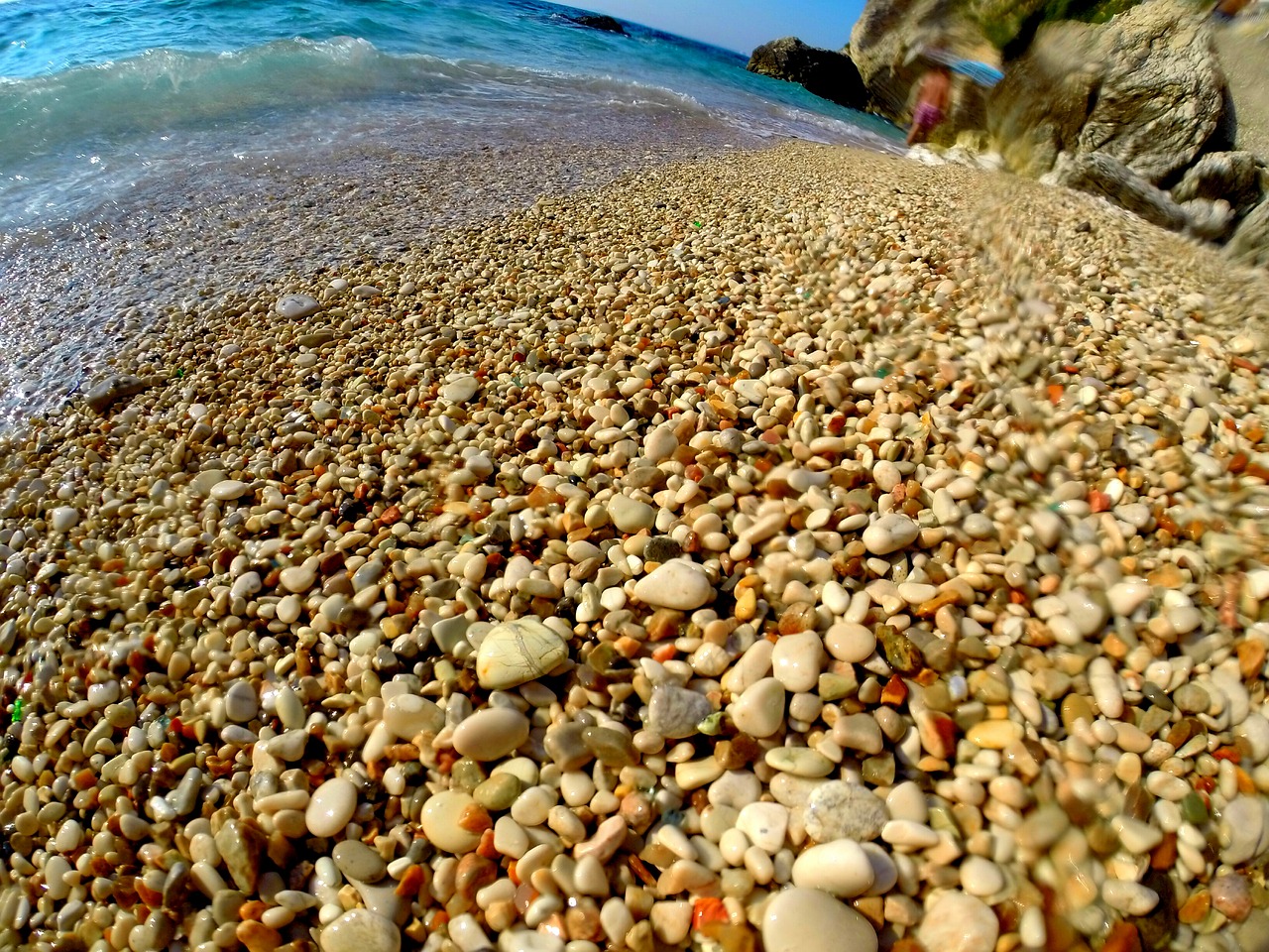 rocks sand sea free photo