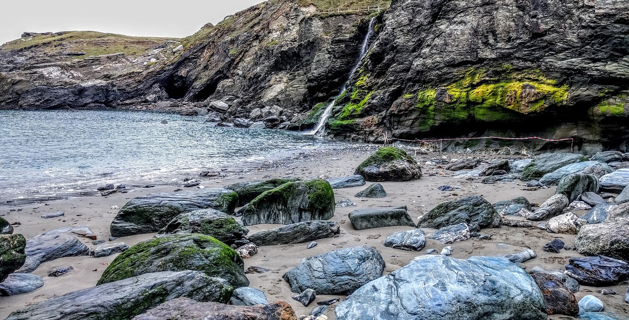 rocks sea waterfall free photo