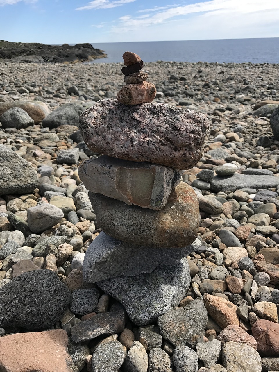 rocks sea cairn free photo