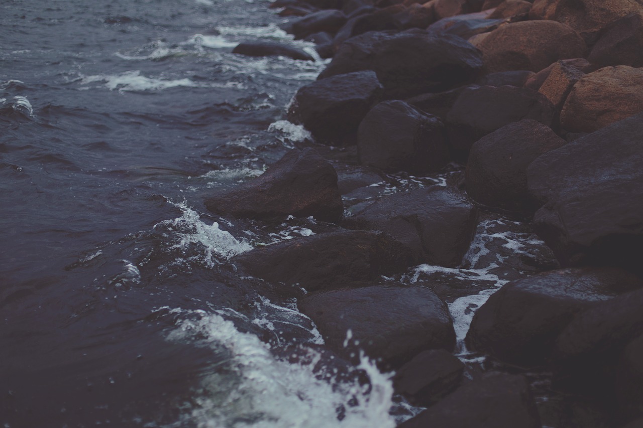 rocks waves water free photo