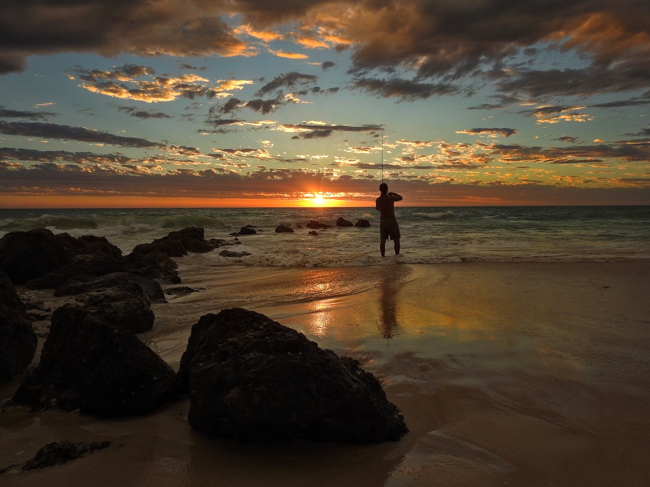 rocks sunset silhouette free photo