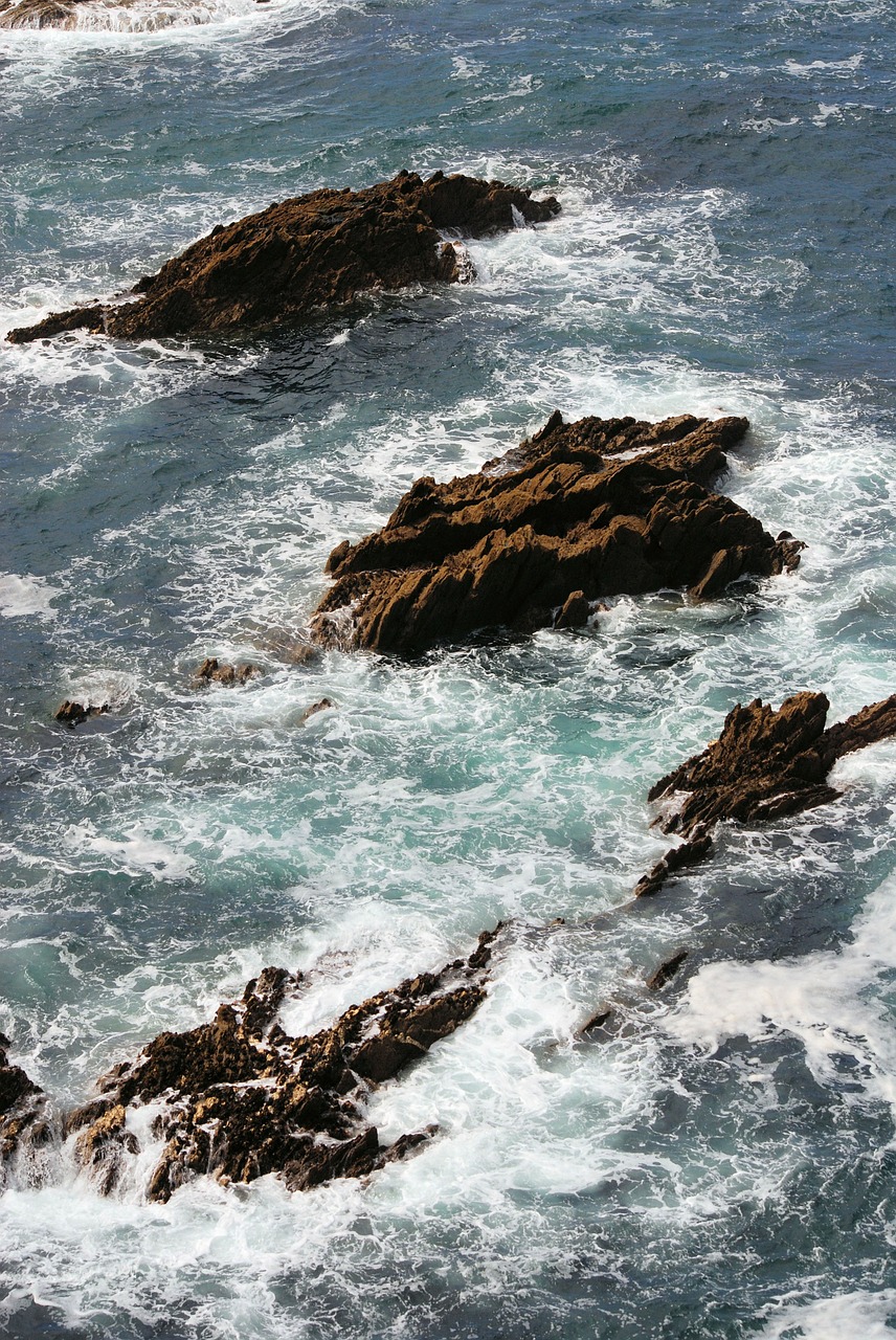 rocks sea crashing waves free photo
