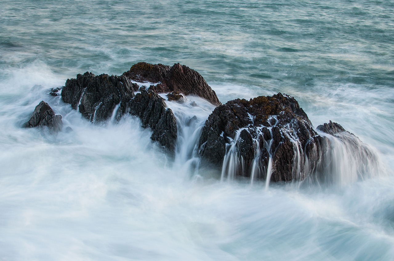 rocks boulders waves free photo