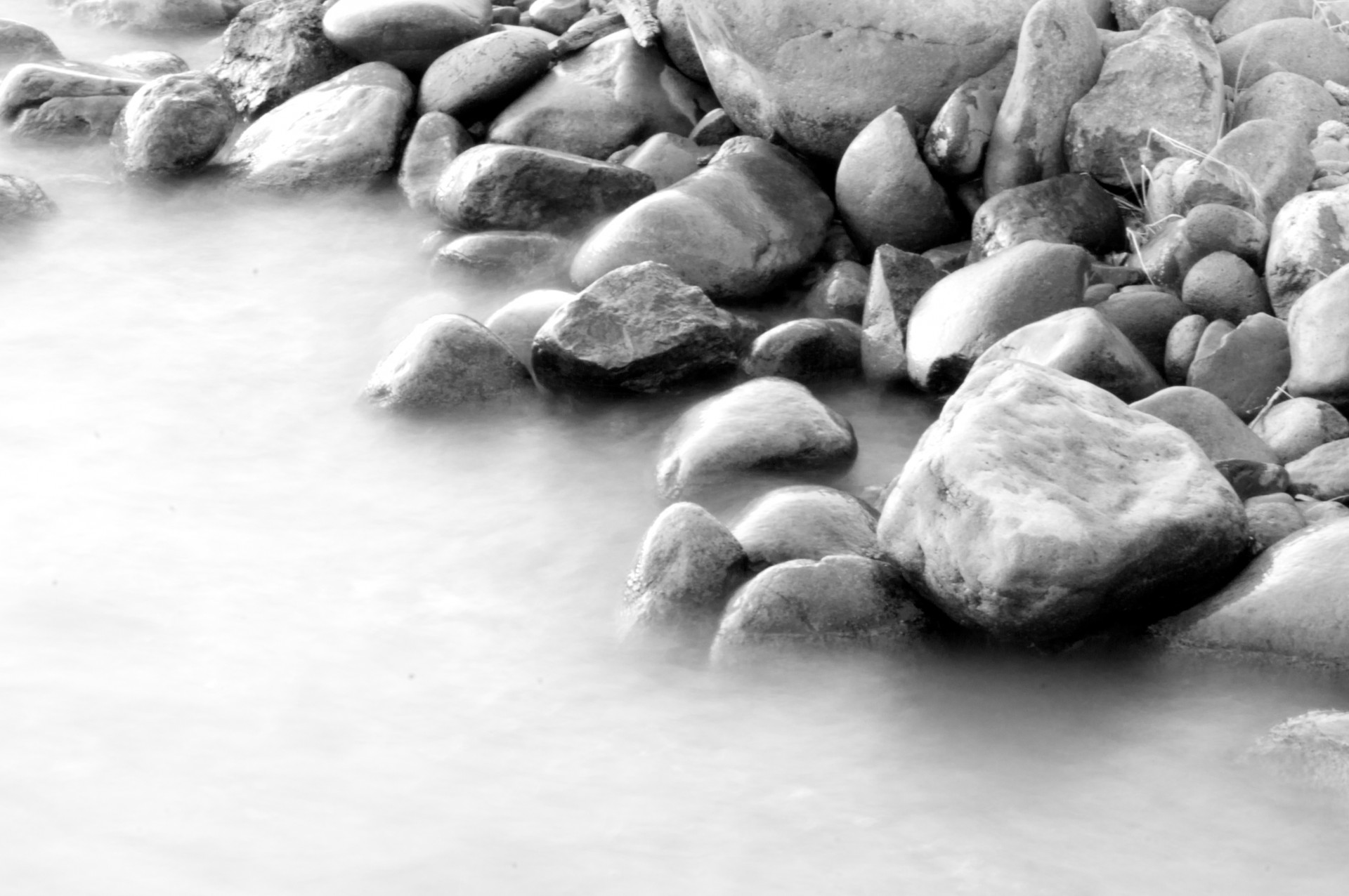 black white lake shore smooth stone free photo