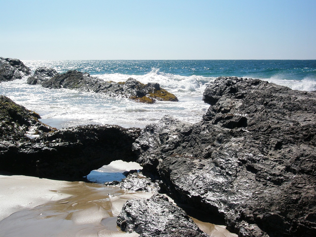 rocky beach ocean free photo