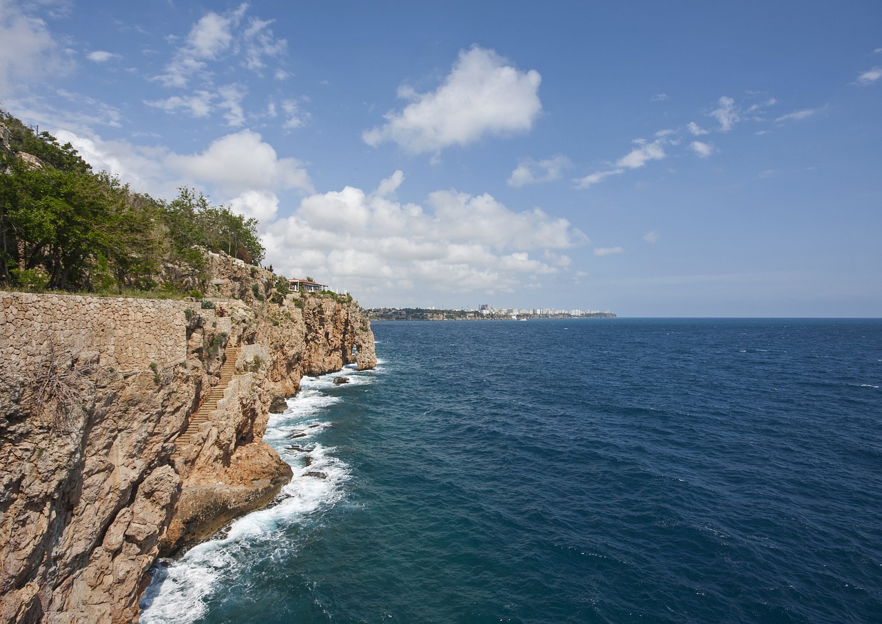 rocky cliff waves free photo