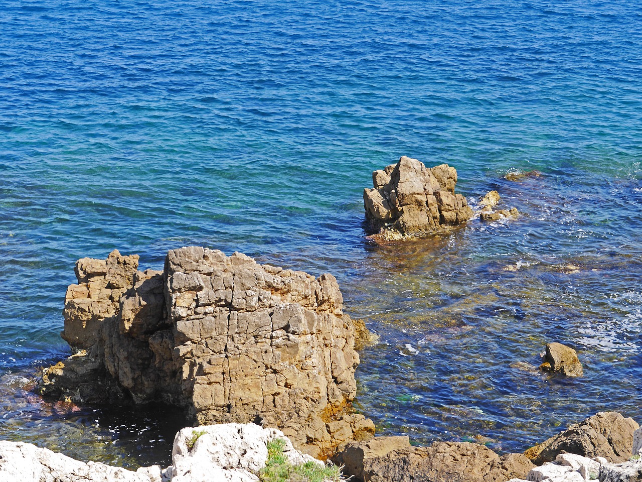 rocky coast mediterranean wave free photo