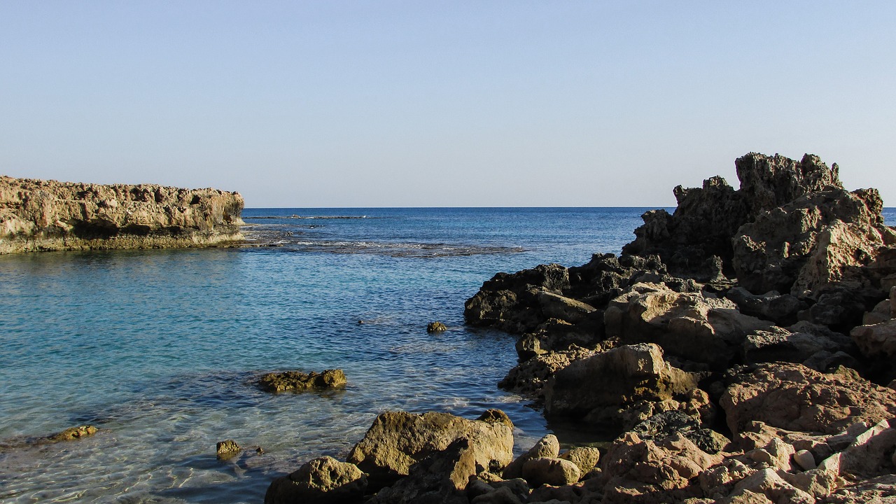 rocky coast lagoon blue free photo