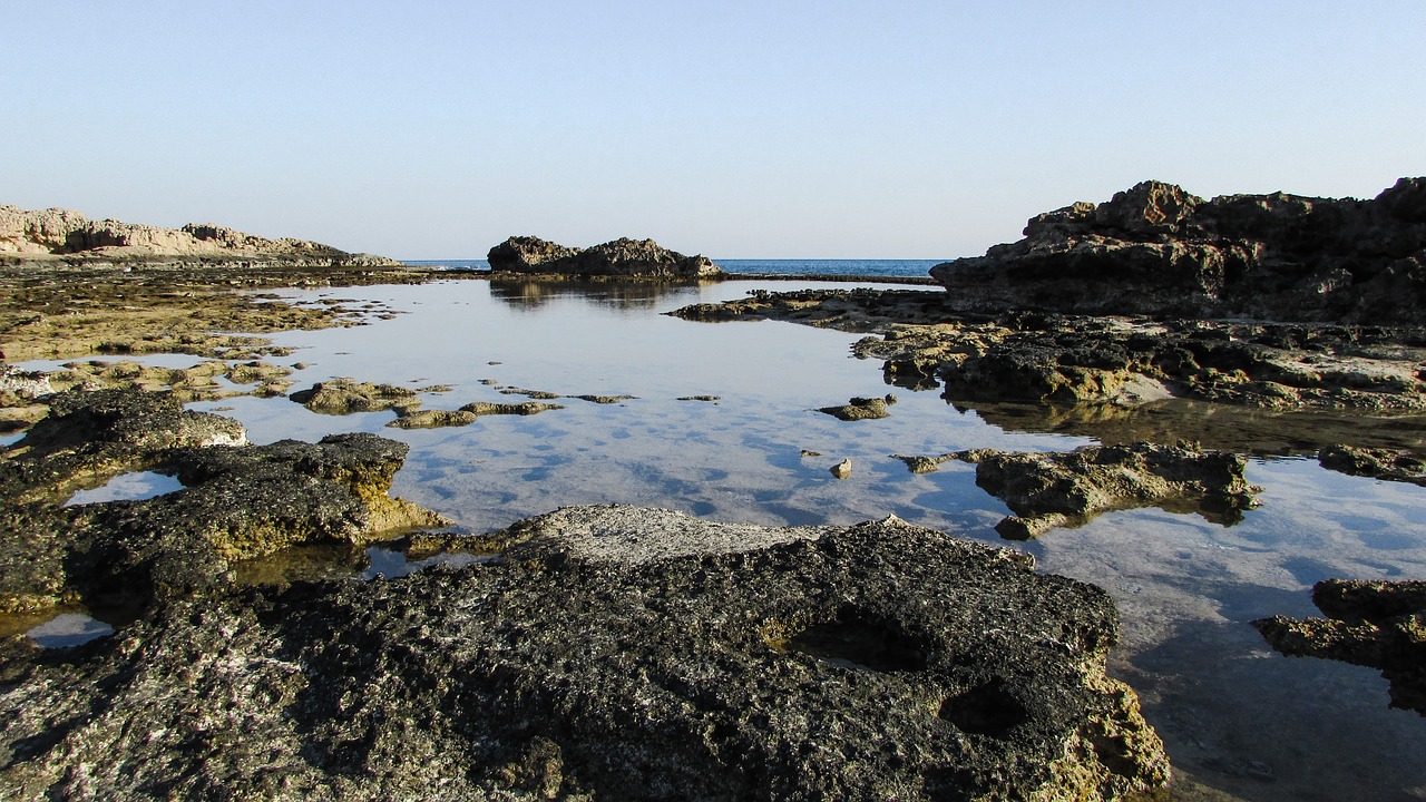 rocky coast lagoon blue free photo