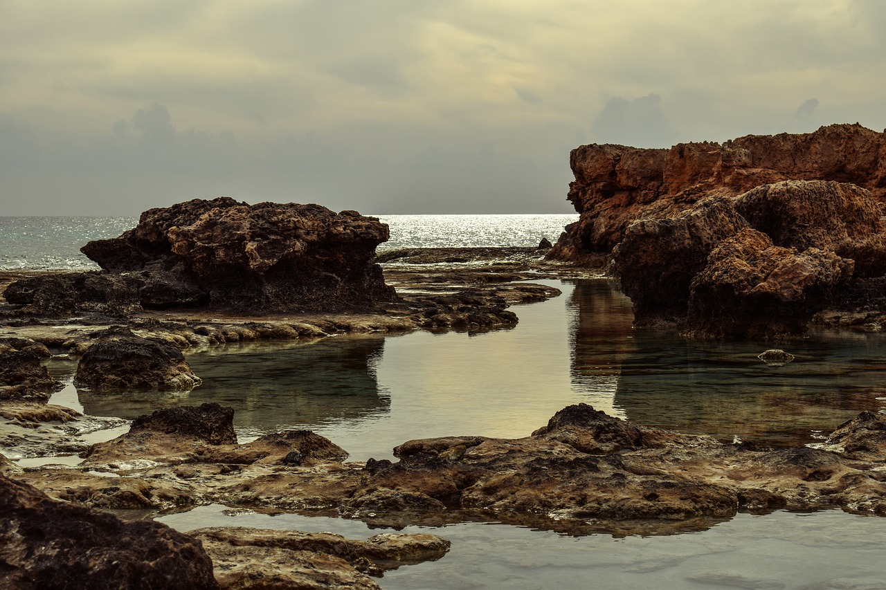 rocky coast lagoon sea free photo