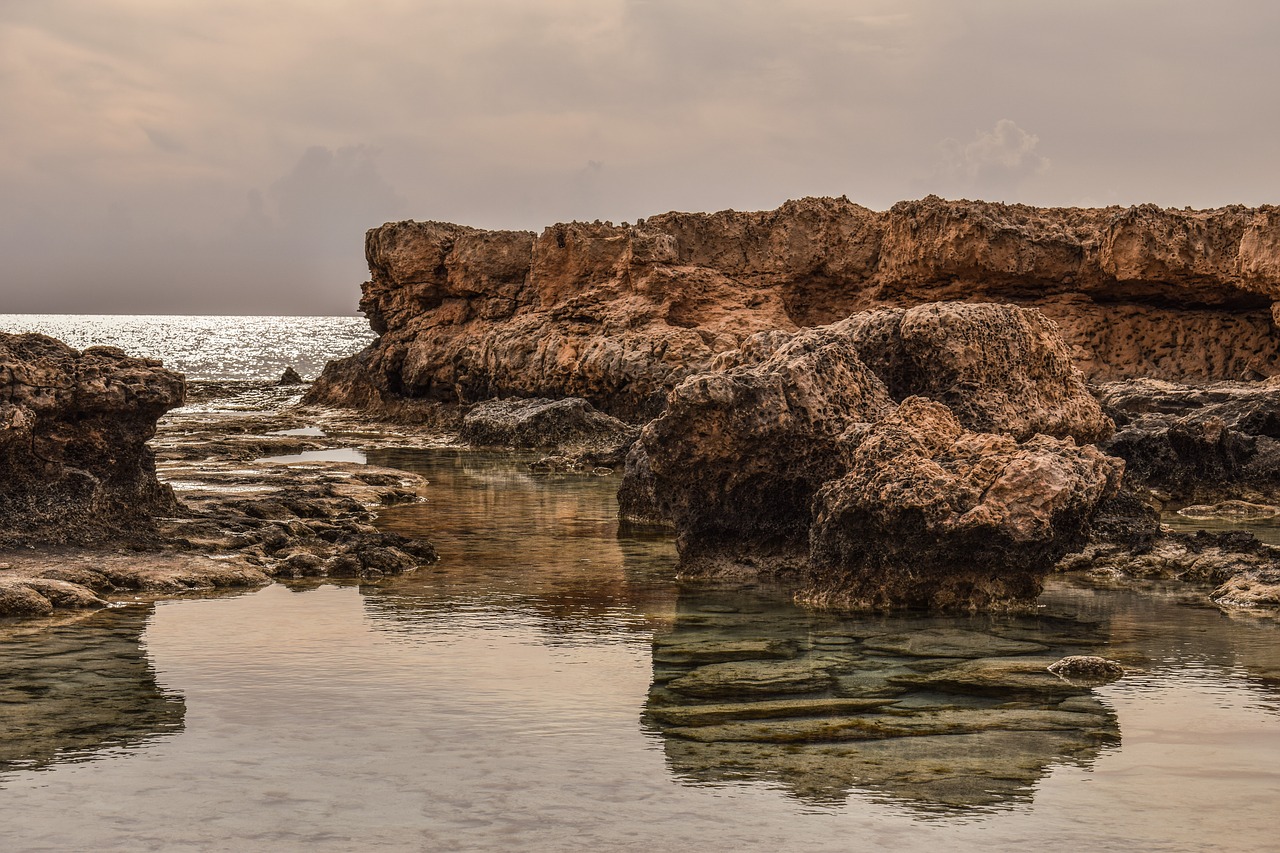 rocky coast lagoon sea free photo