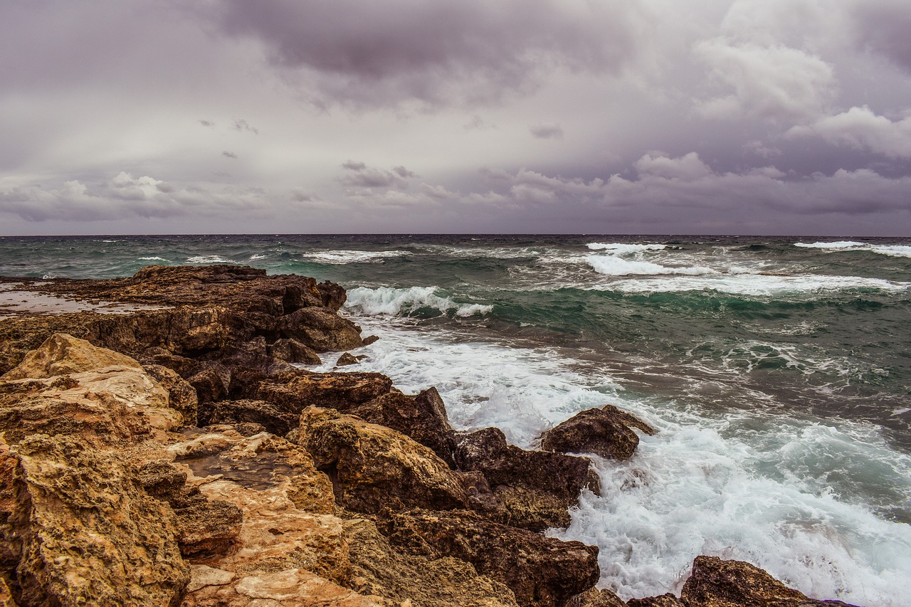 rocky coast waves sea free photo