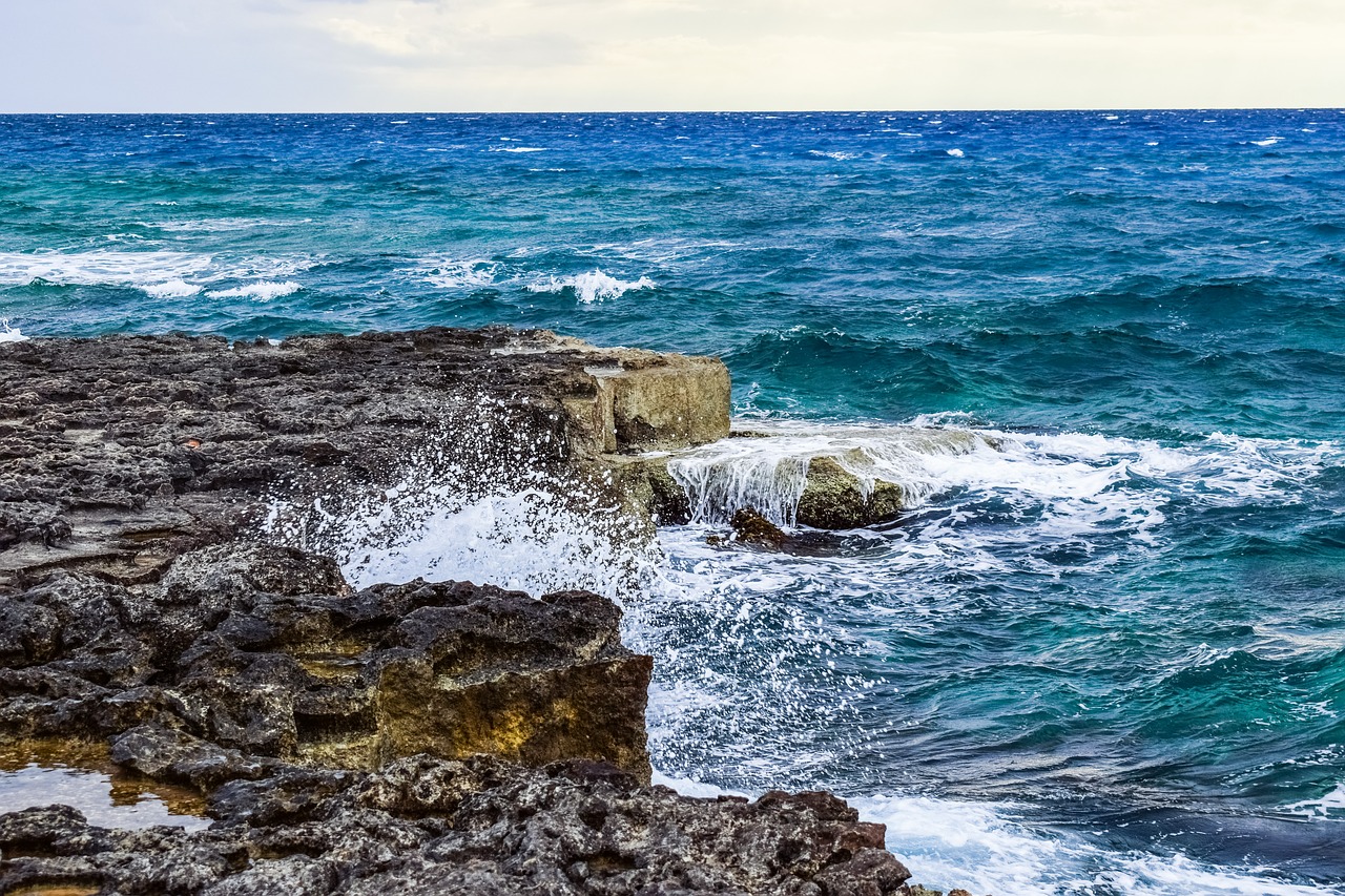 rocky coast waves sea free photo