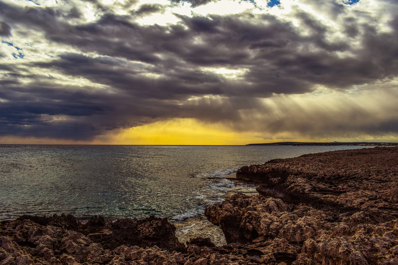 rocky coast sea sky free photo