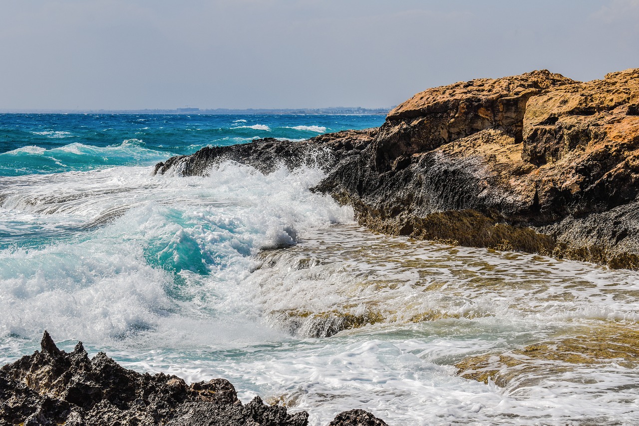 rocky coast wave sea free photo