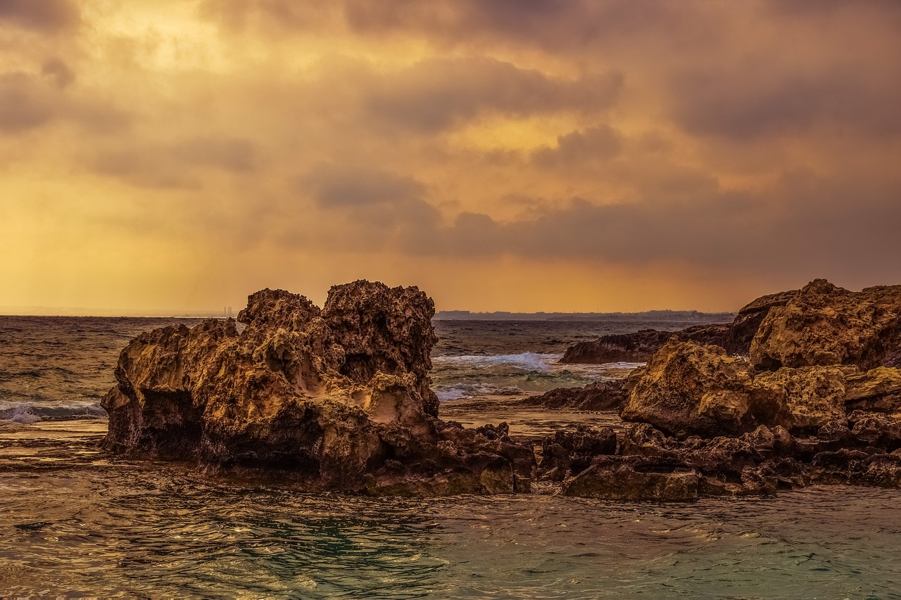 rocky coast sea afternoon free photo