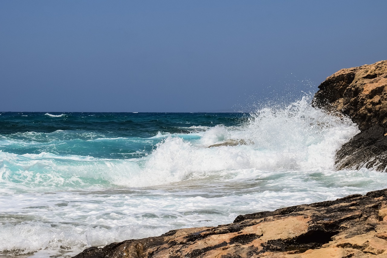 rocky coast sea waves free photo